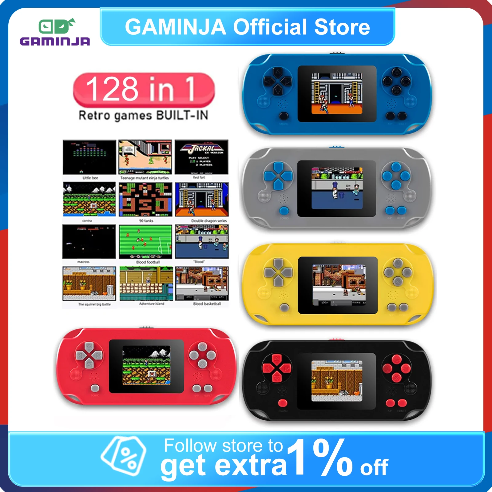 Retro Gaming Power Bank - GAMINJA GC31 Klassieke Retro Game Console