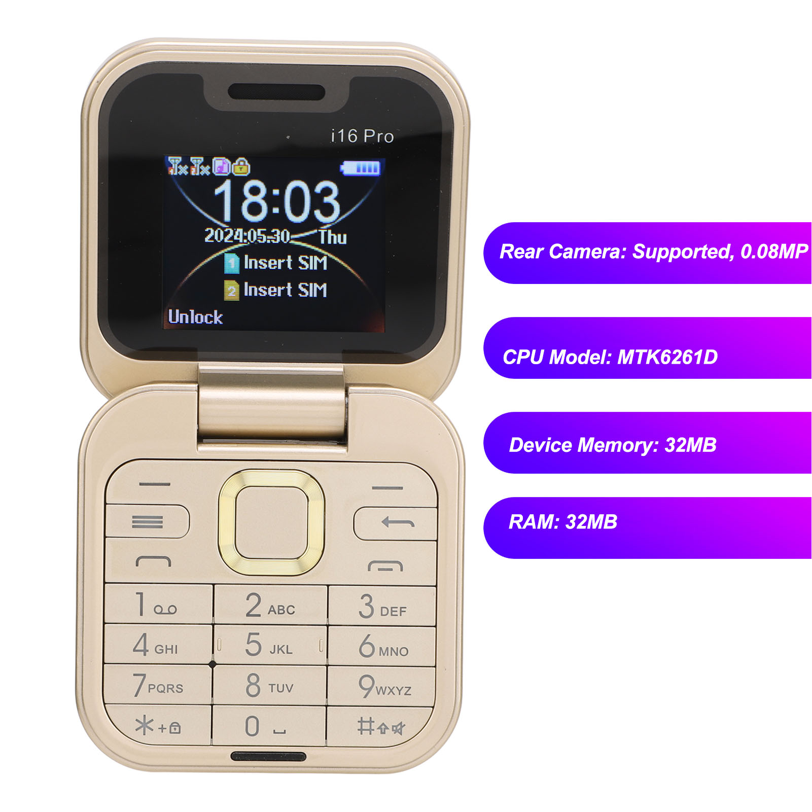 Retro Gaming Power Bank - 2G Telefoon met Grote Knoppen, Ondersteunt