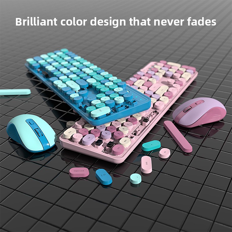Retro Gaming Uk - Draadloos toetsenbord en muis set roze