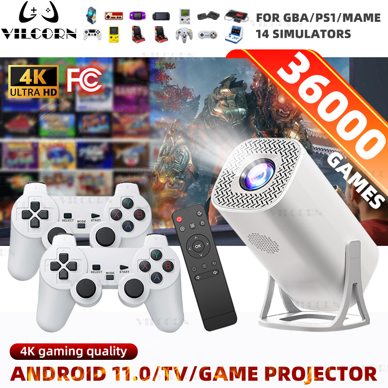 Retro Gaming Projector - Mini-projector videogameconsole 36000 games met Android