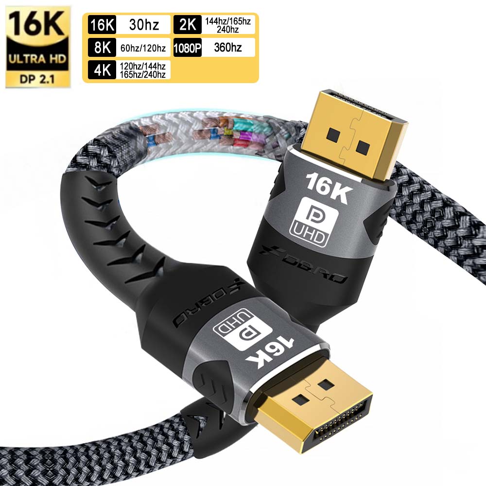 Retro Gaming Projector - DisplayPort-kabel 16K DP 2.1-kabel 16k@30Hz 8K@60Hz,4K@144Hz,HBR3
