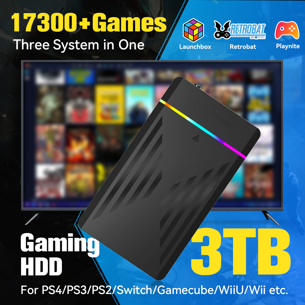 Retro Gaming Kiosk - 3TB Draagbare Gaming HDD LaunchBox/Retrobat/Playnite Retro